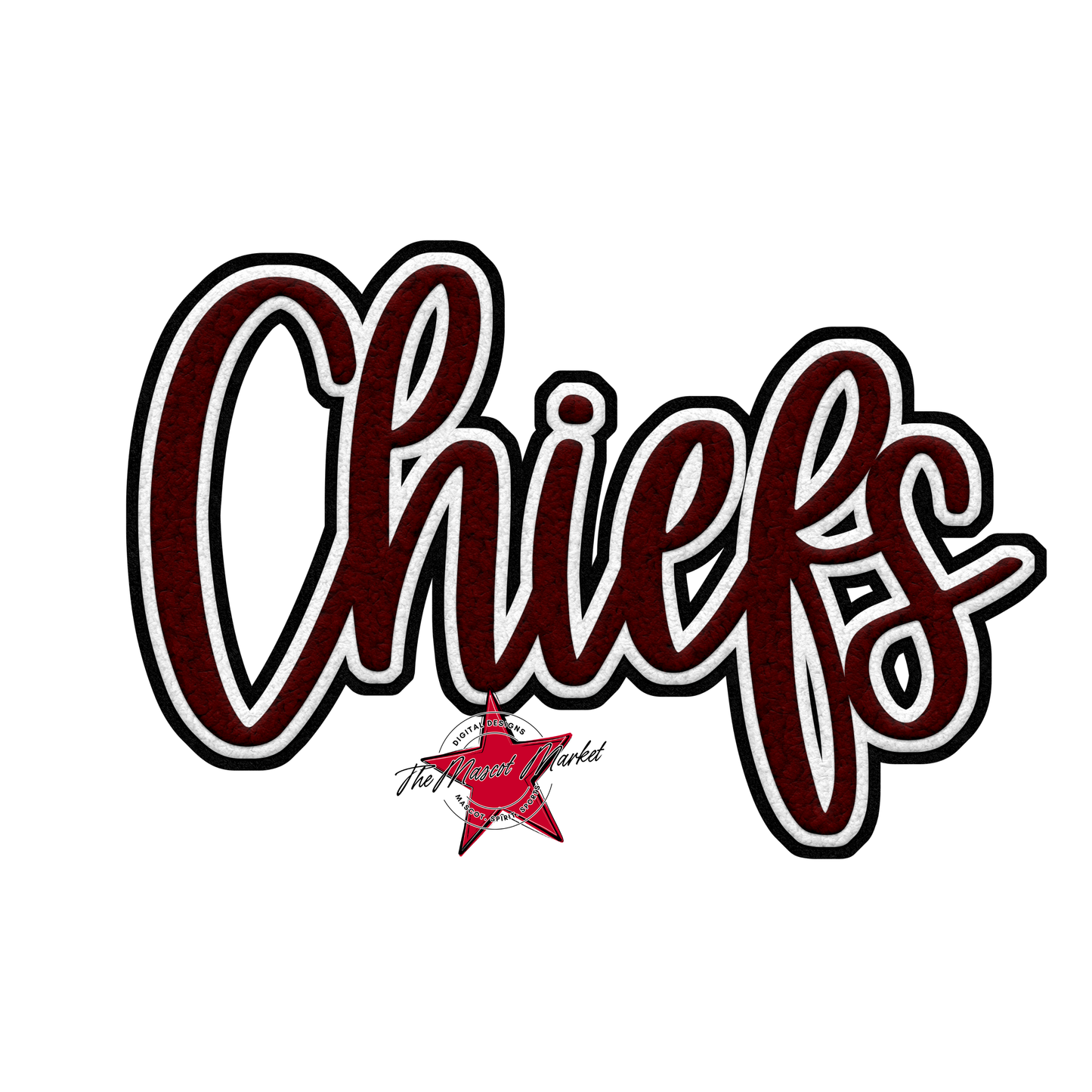 Chiefs Faux Chenille Patch-Maroon