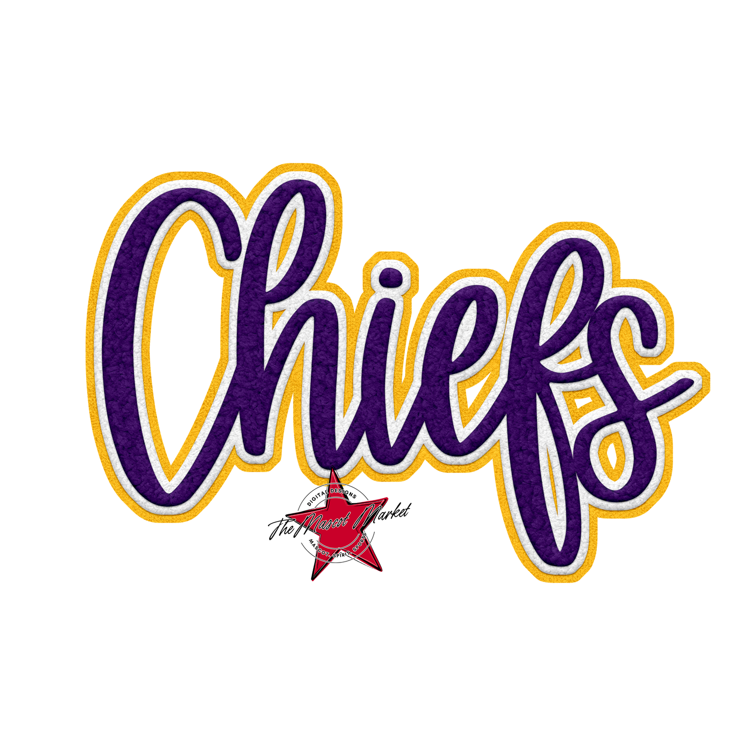 Chiefs Faux Chenille Patch-Purple-Yellow