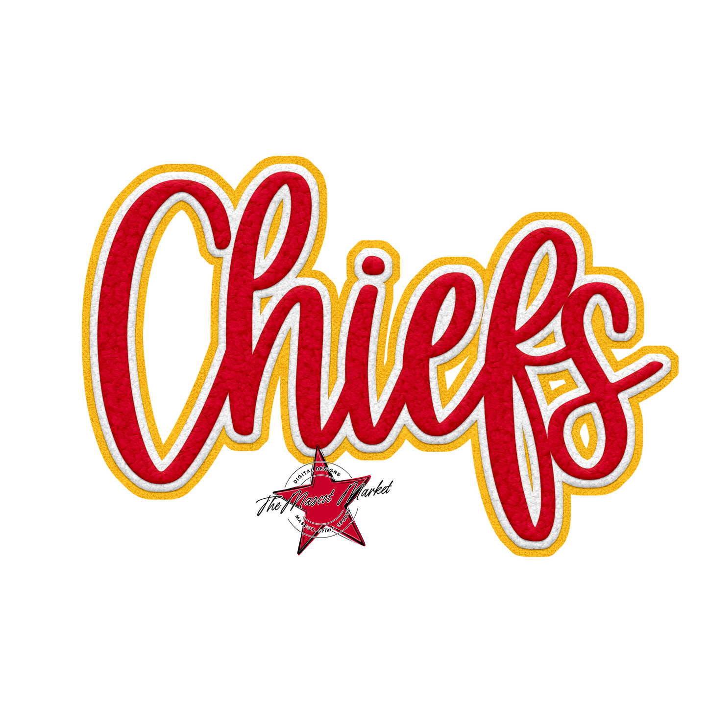 Chiefs Faux Chenille Patch-Red-Yellow