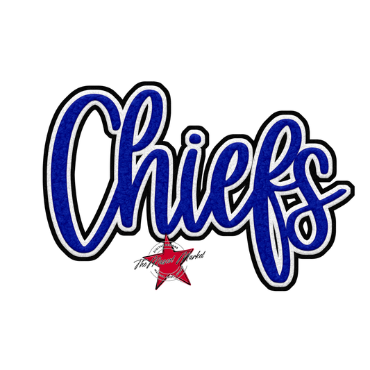 Chiefs Faux Chenille Patch-Royal Blue