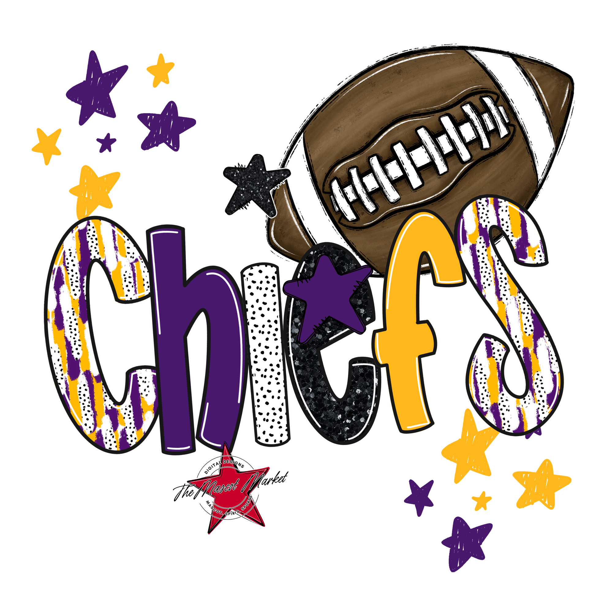 Chiefs Football Scrape-Purple-Yellow