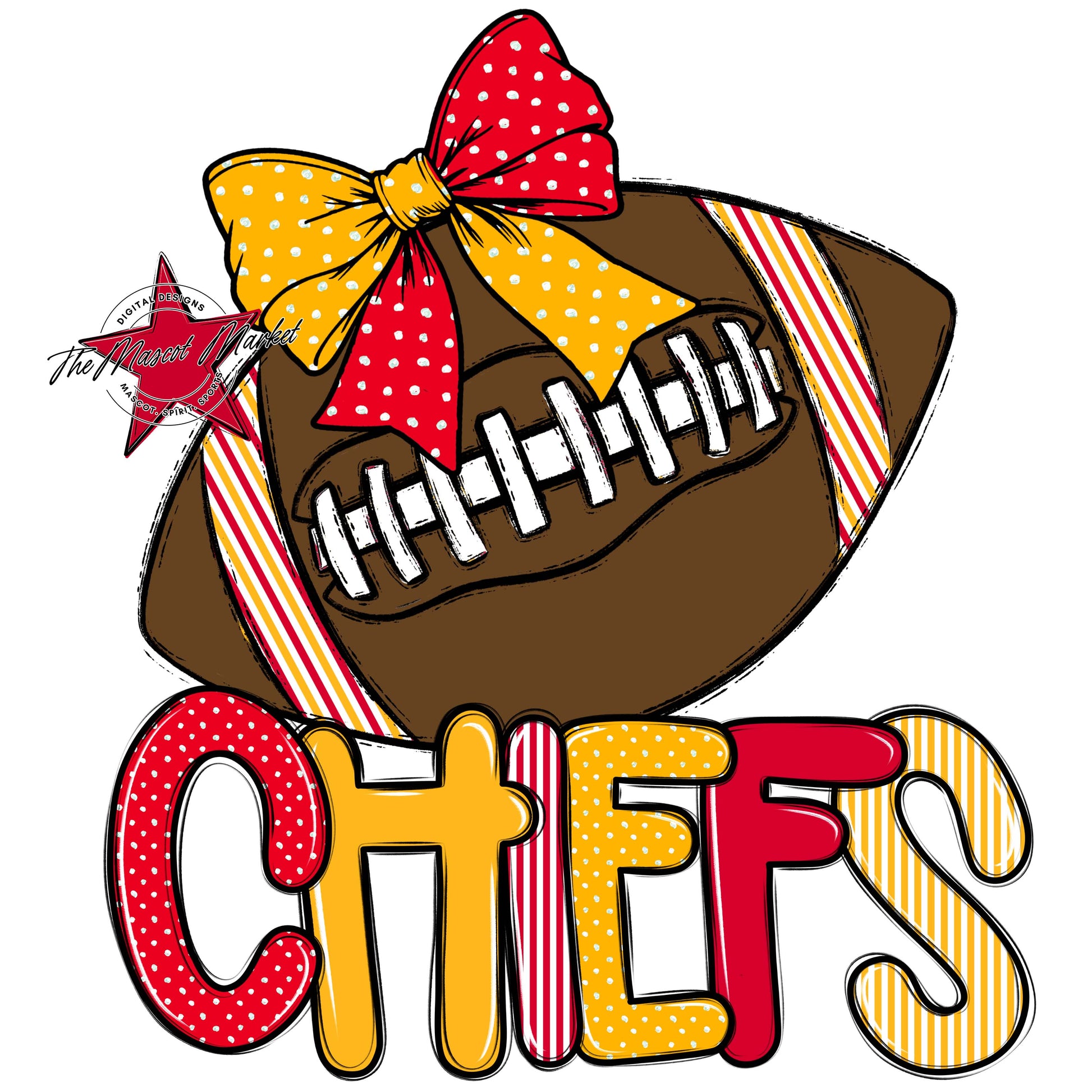 Chiefs Football Spirit Design-Red & Yellow