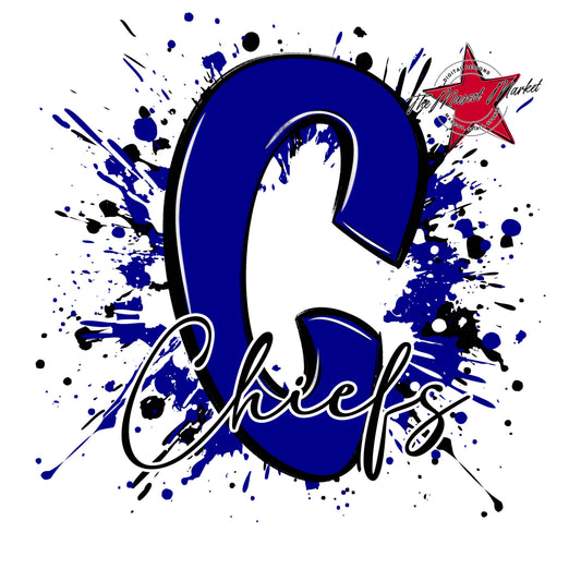 Chiefs Mascot Splatter-Blue
