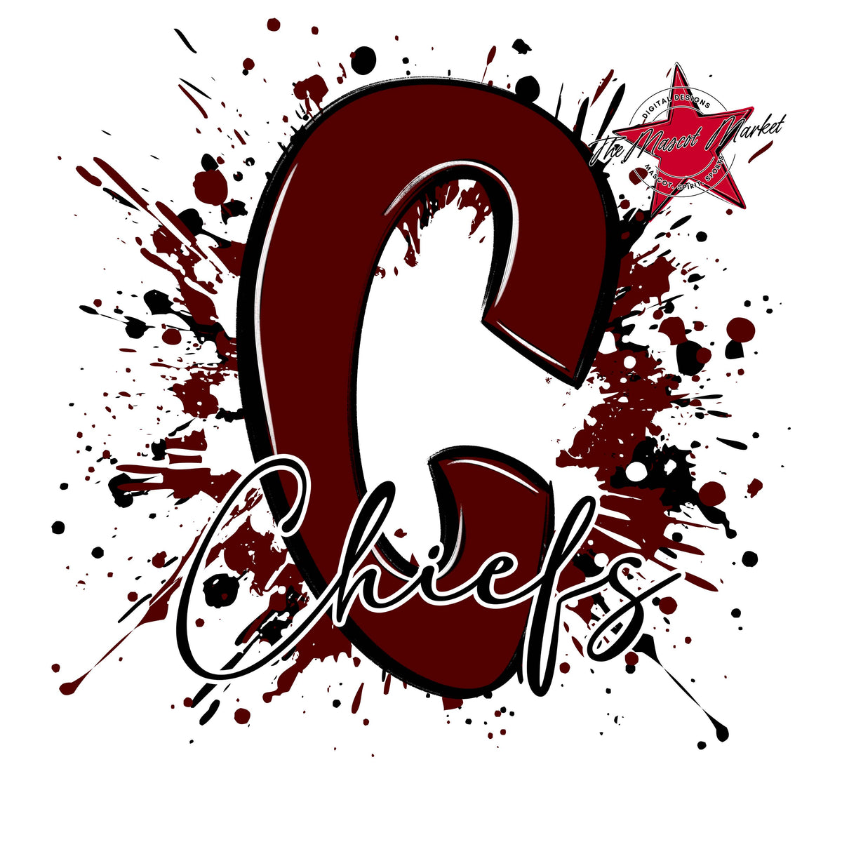 Chiefs Mascot Splatter-Maroon