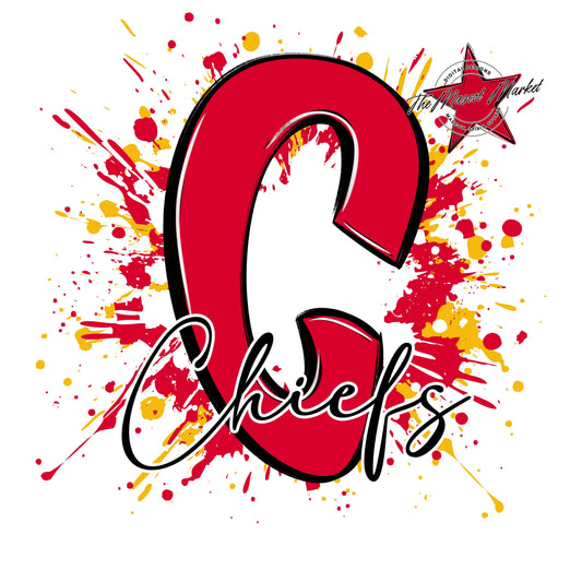 Chiefs Mascot Splatter-Red & Yellow