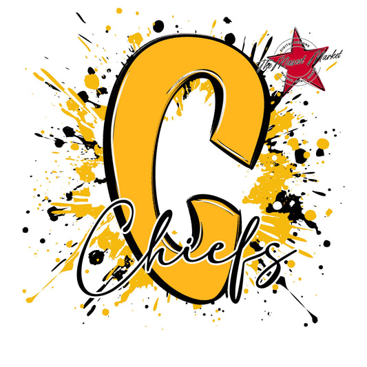 Chiefs Mascot Splatter-Yellow