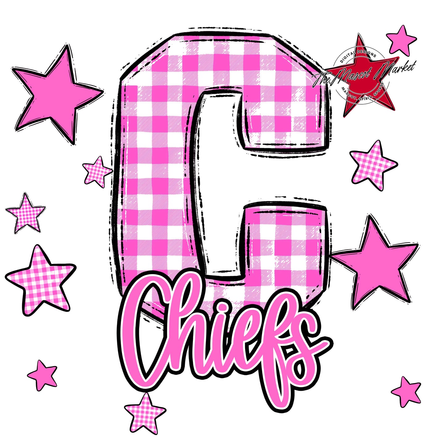 Chiefs Plaid Star Design-Baby Pink