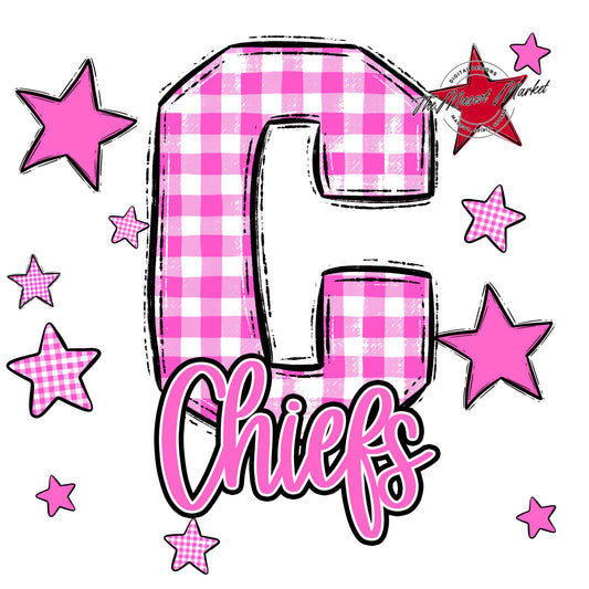 Chiefs Plaid Star Design-Baby Pink