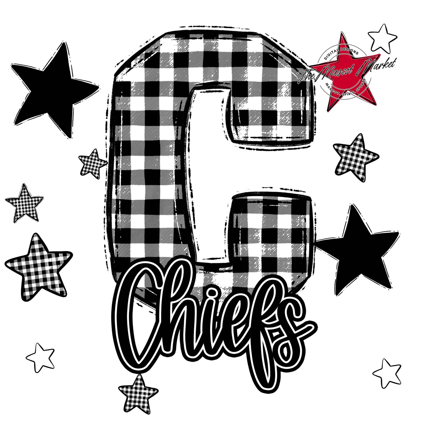 Chiefs Plaid Star Design-Black