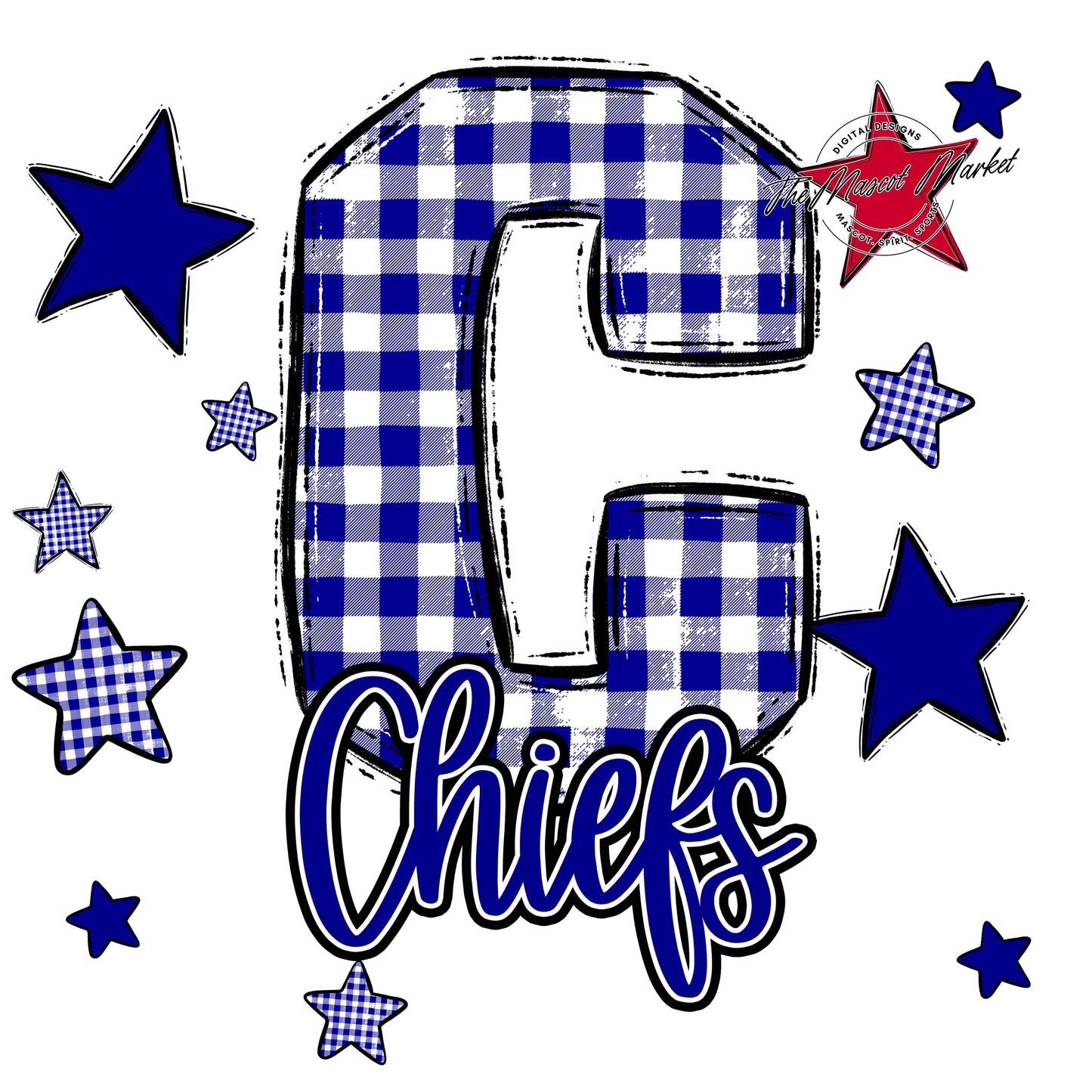 Chiefs Plaid Star Design-Blue