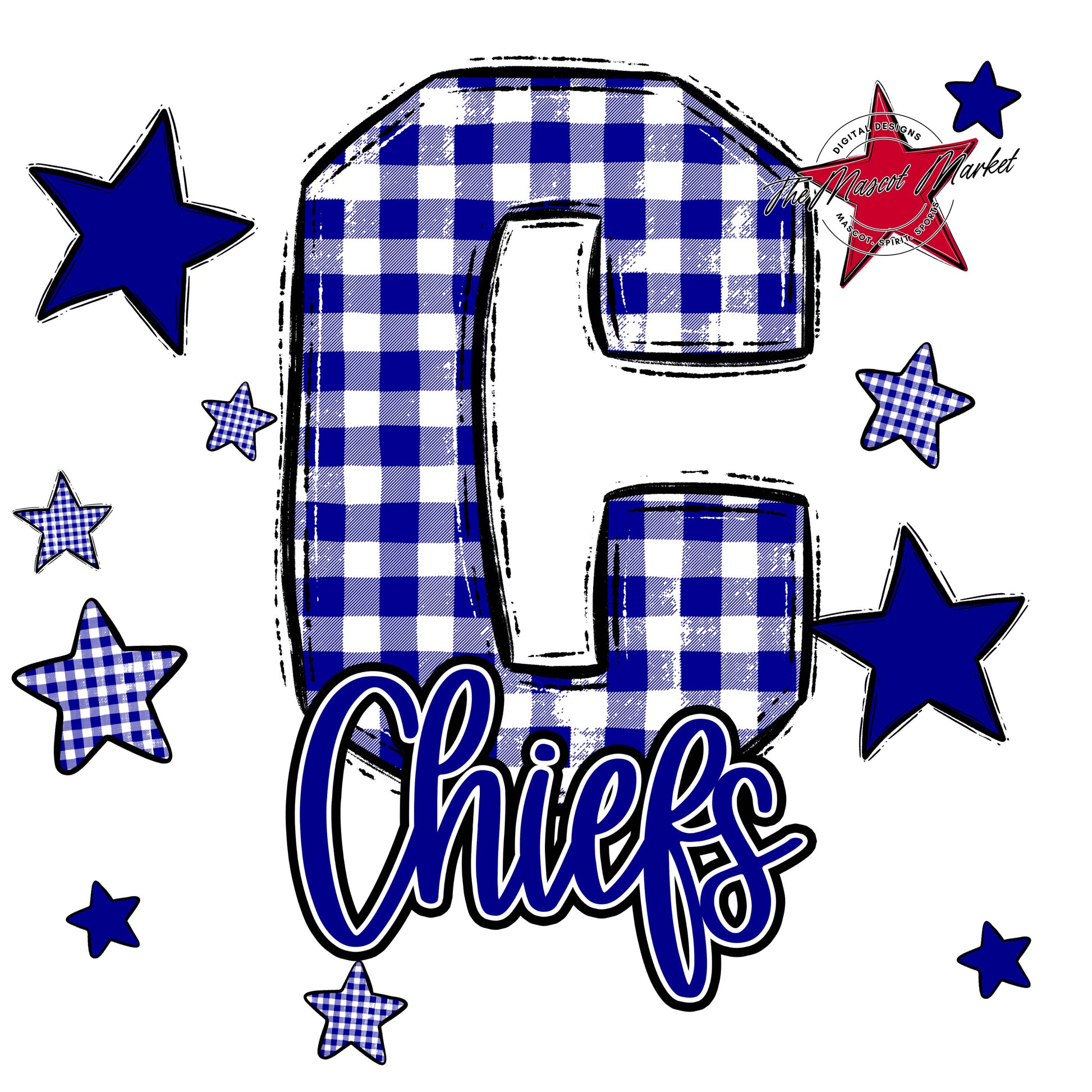 Chiefs Plaid Star Design-Blue