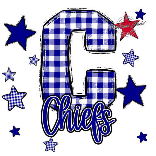 Chiefs Plaid Star Design-Blue