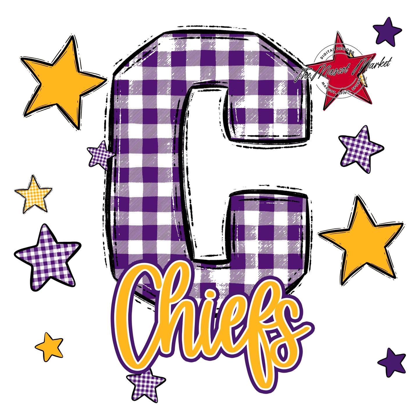 Chiefs Plaid Star Design-Purple & Yellow