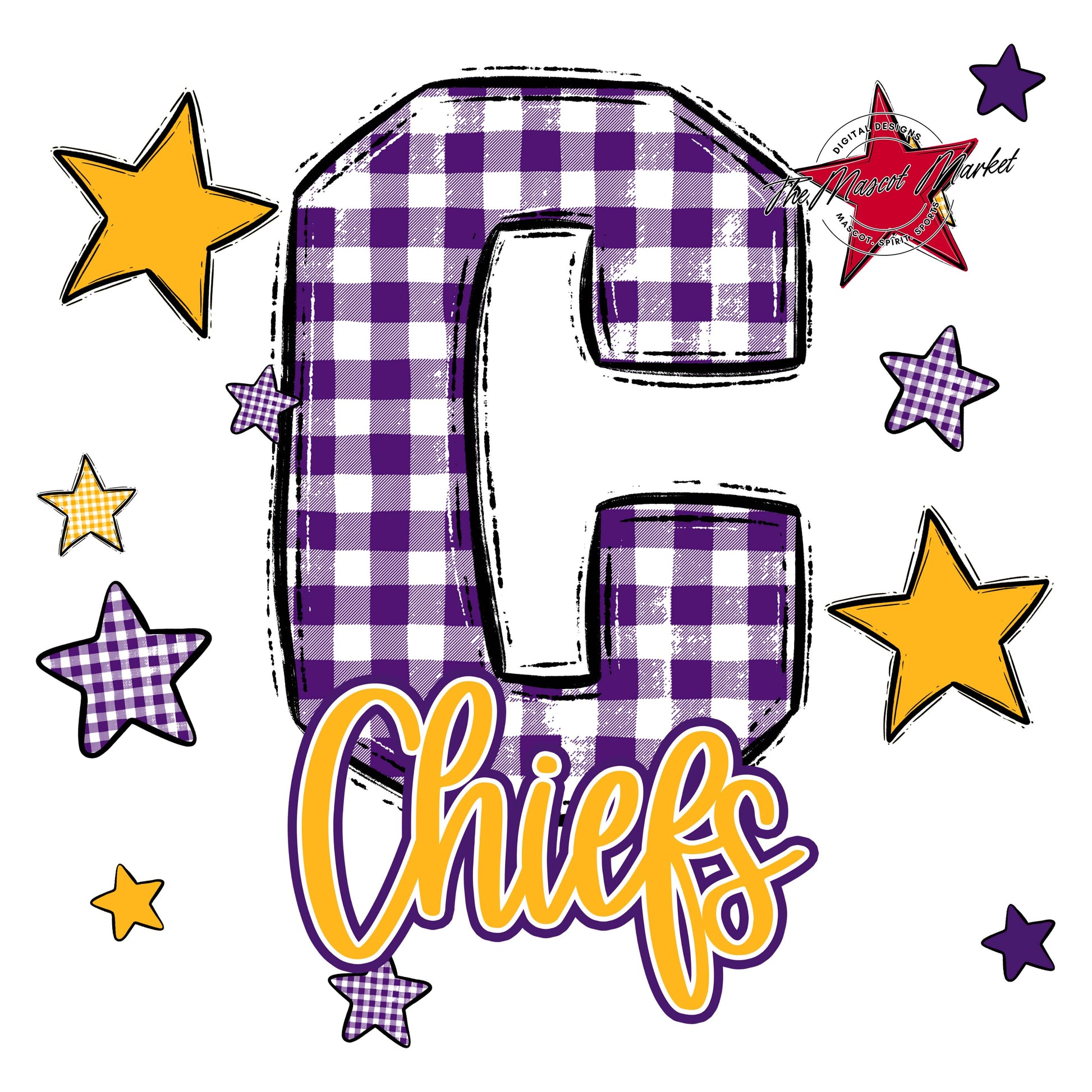 Chiefs Plaid Star Design-Purple & Yellow