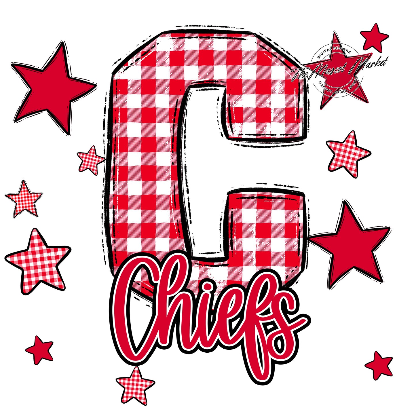 Chiefs Plaid Star Design-Red