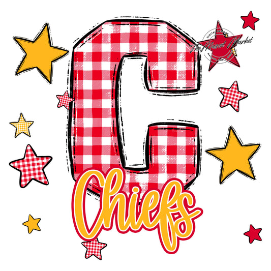 Chiefs Plaid Star Design-Red & Yellow