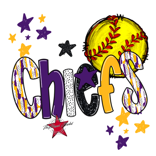 Chiefs Softball Scrape-Purple-Yellow