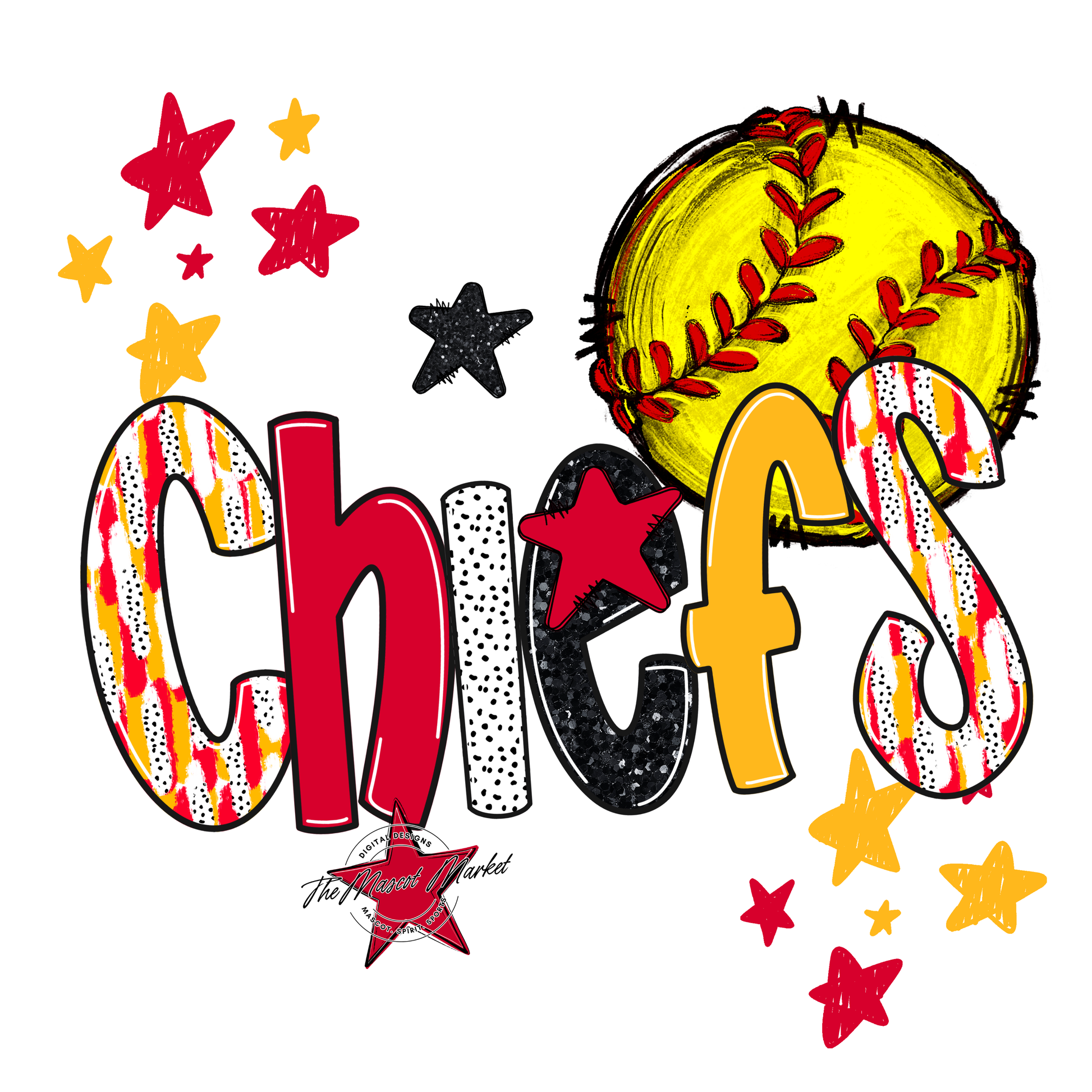 Chiefs Softball Scrape-Red-Yellow
