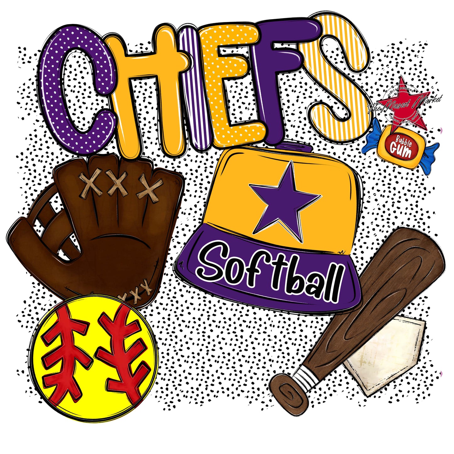Chiefs Softball Spirit-Purple & Yellow