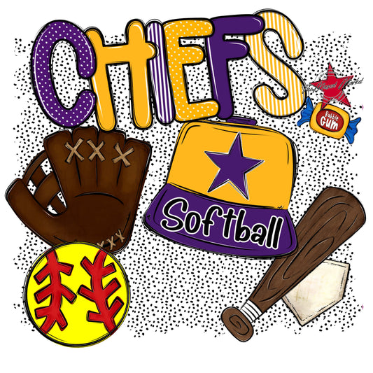 Chiefs Softball Spirit-Purple & Yellow