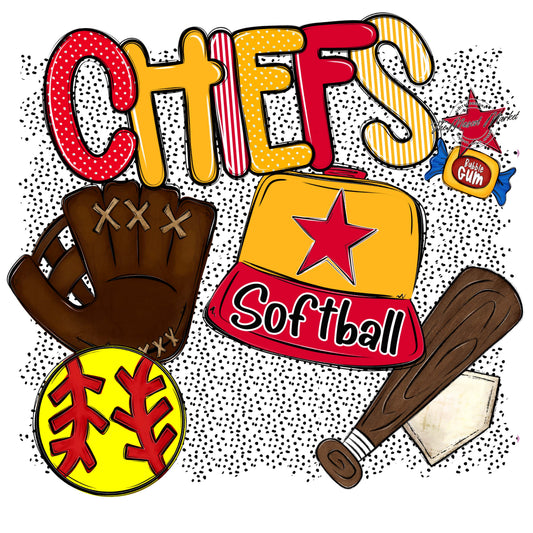Chiefs Softball Spirit-Red & Yellow