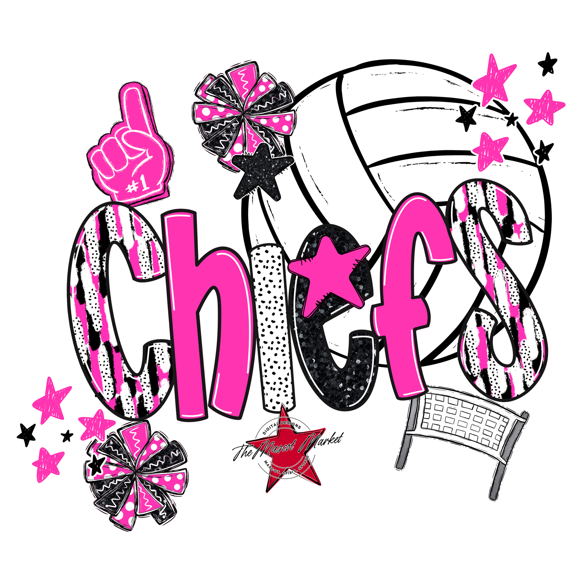 Chiefs Volleyball Scrape-Pink