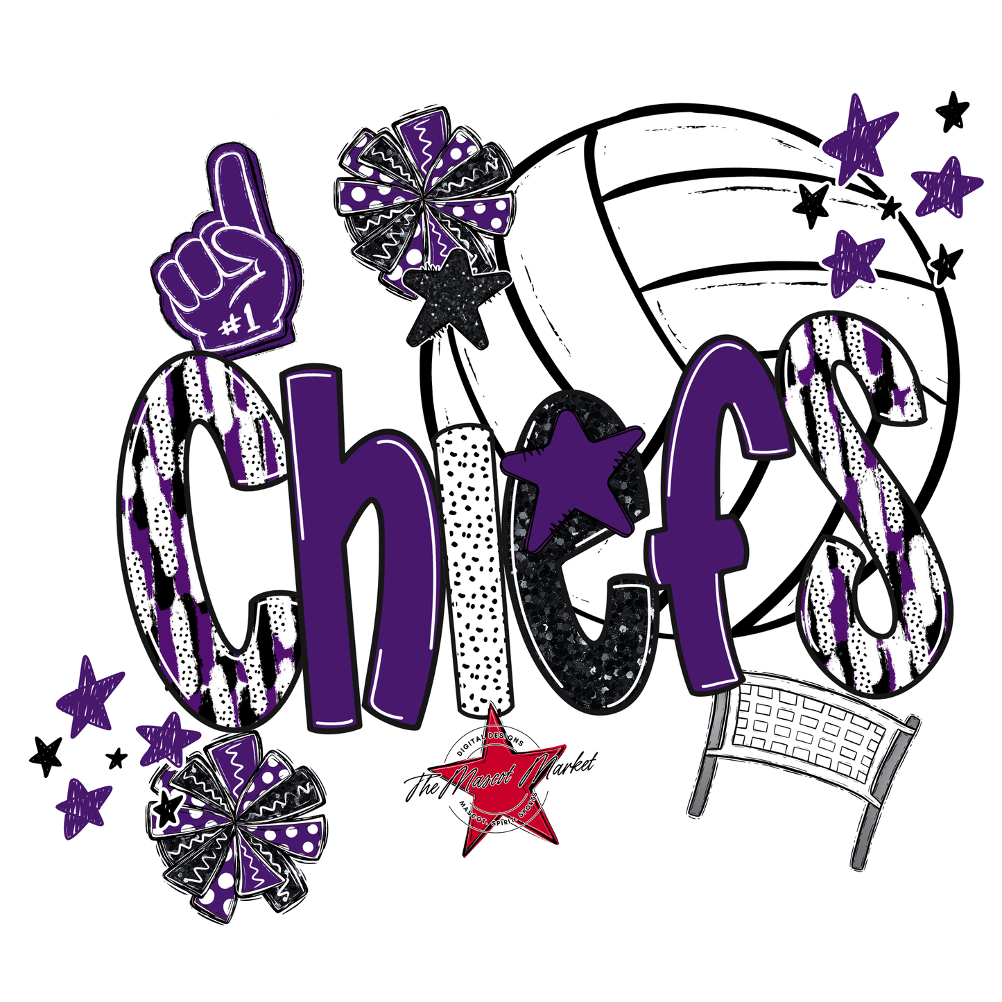 Chiefs Volleyball Scrape-Purple