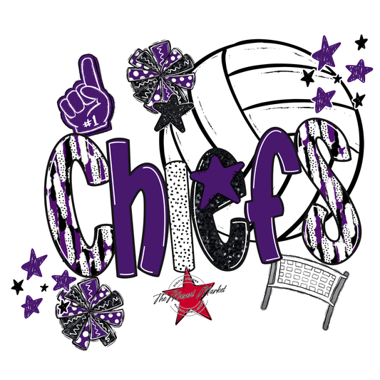 Chiefs Volleyball Scrape-Purple