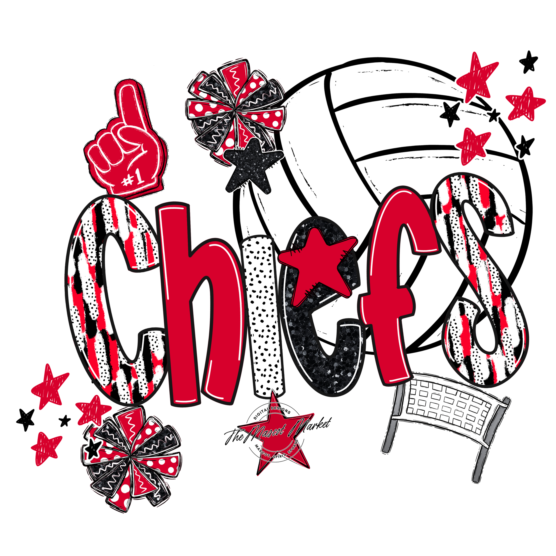 Chiefs Volleyball Scrape-Red