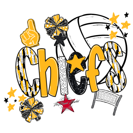 Chiefs Volleyball Scrape-Yellow