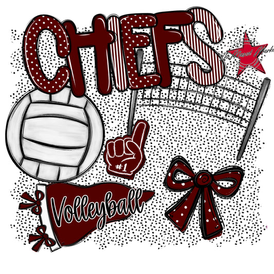 Chiefs Volleyball Spirit-Maroon