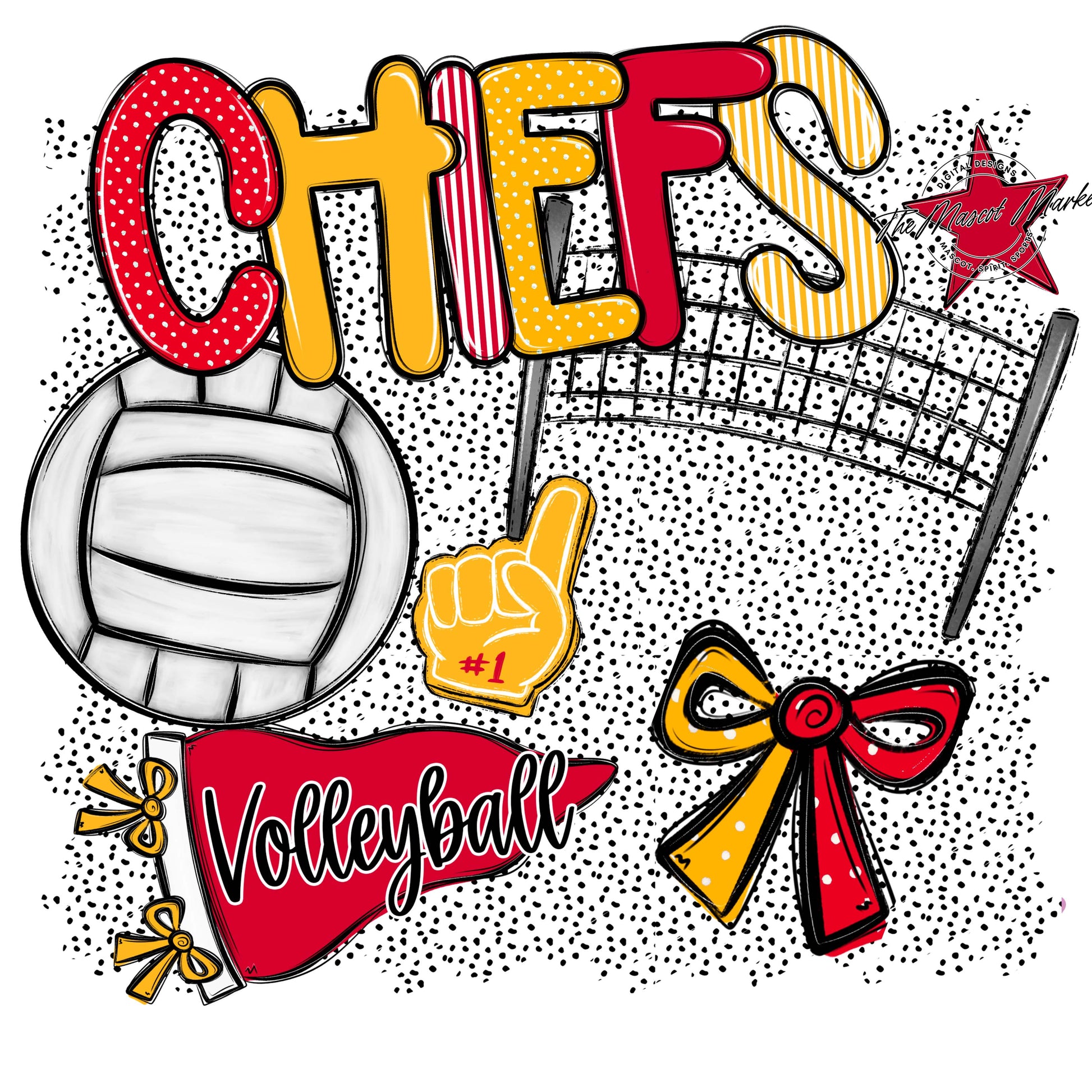 Chiefs Volleyball Spirit-Red & Yellow