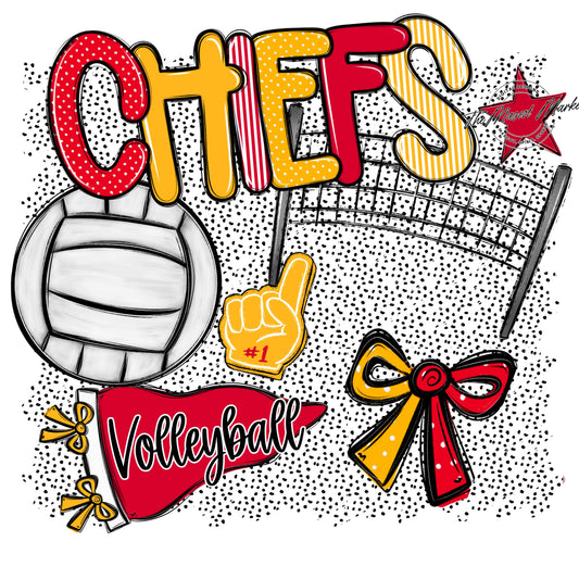 Chiefs Volleyball Spirit-Red & Yellow