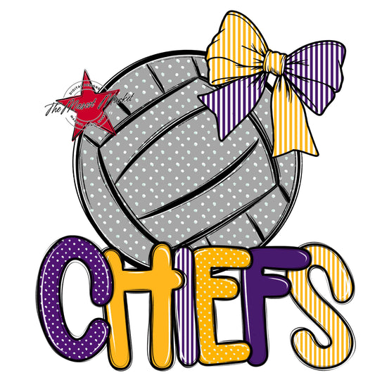 Chiefs Volleyball Spirit Design-Purple & Yellow