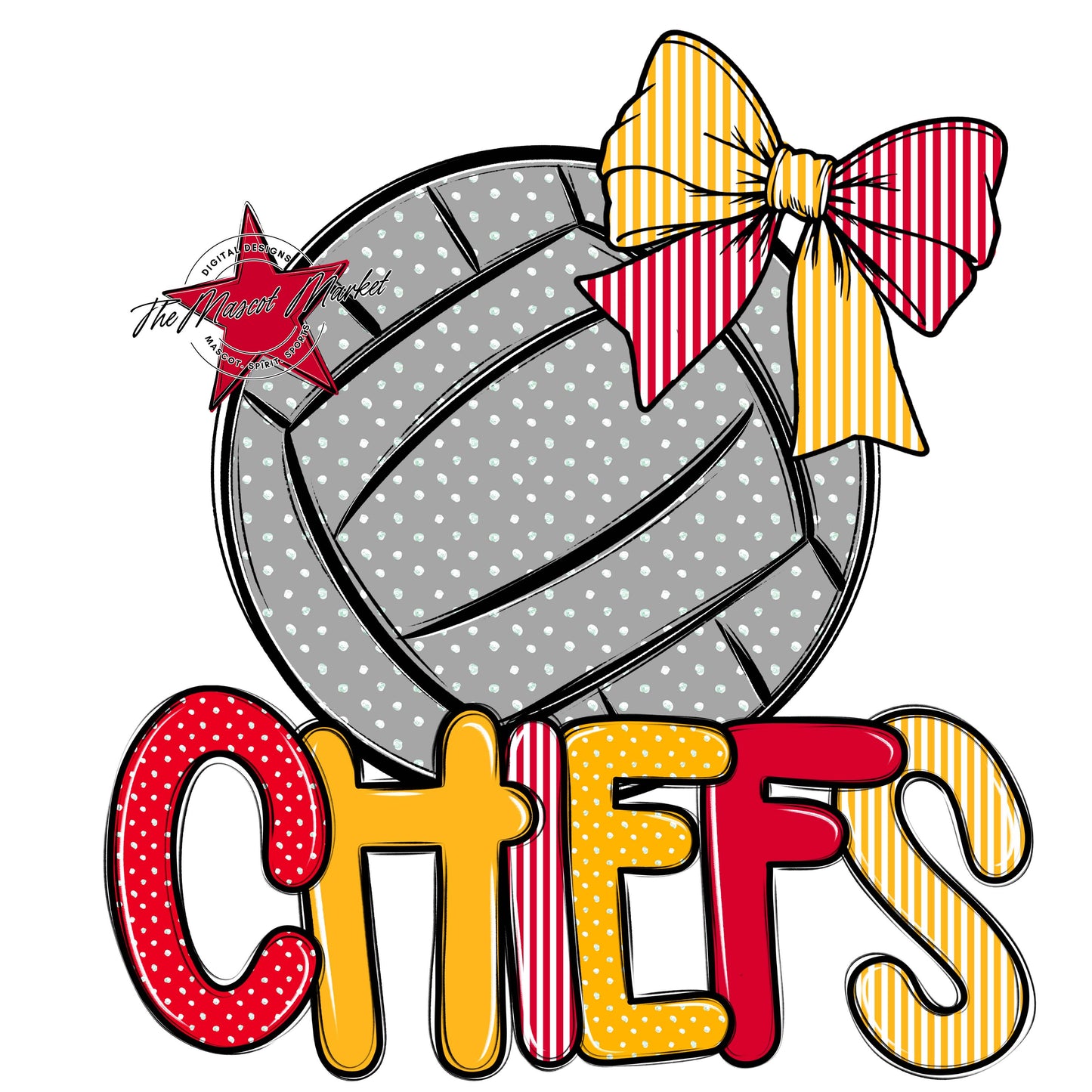 Chiefs Volleyball Spirit Design-Red & Yellow