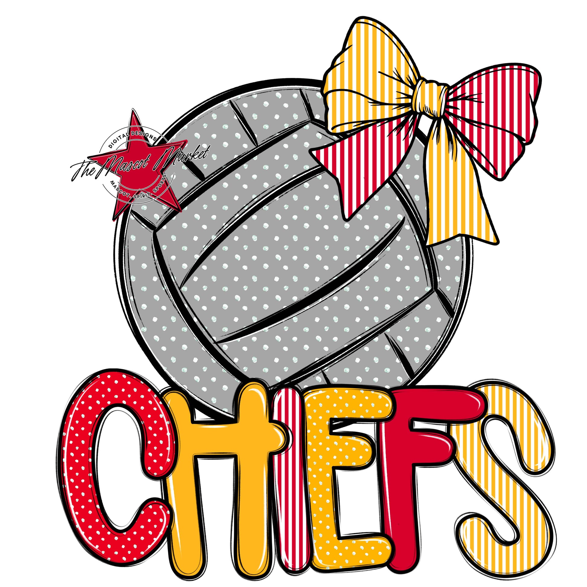 Chiefs Volleyball Spirit Design-Red & Yellow