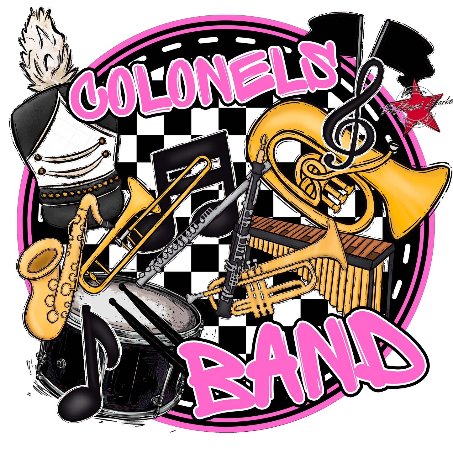 Colonels Band Checkers Design-Baby Pink