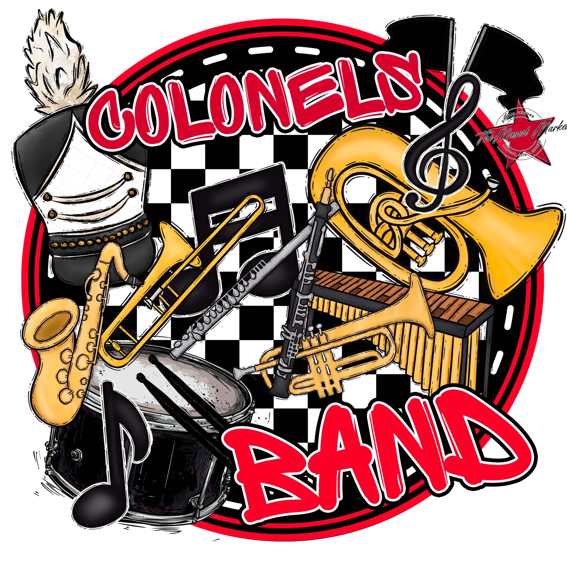 Colonels Circle Band Frame-Red