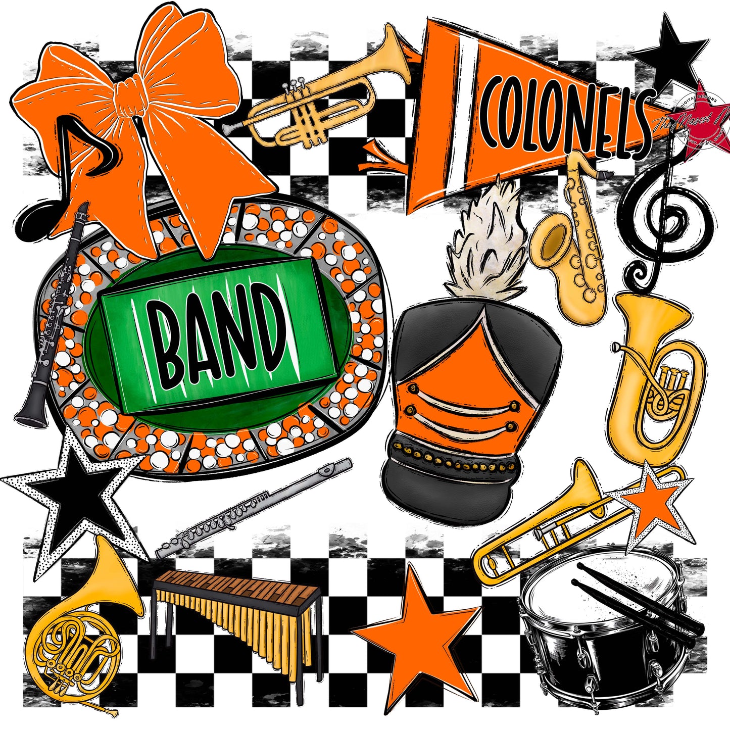 Colonels Band Checkers Design-Orange