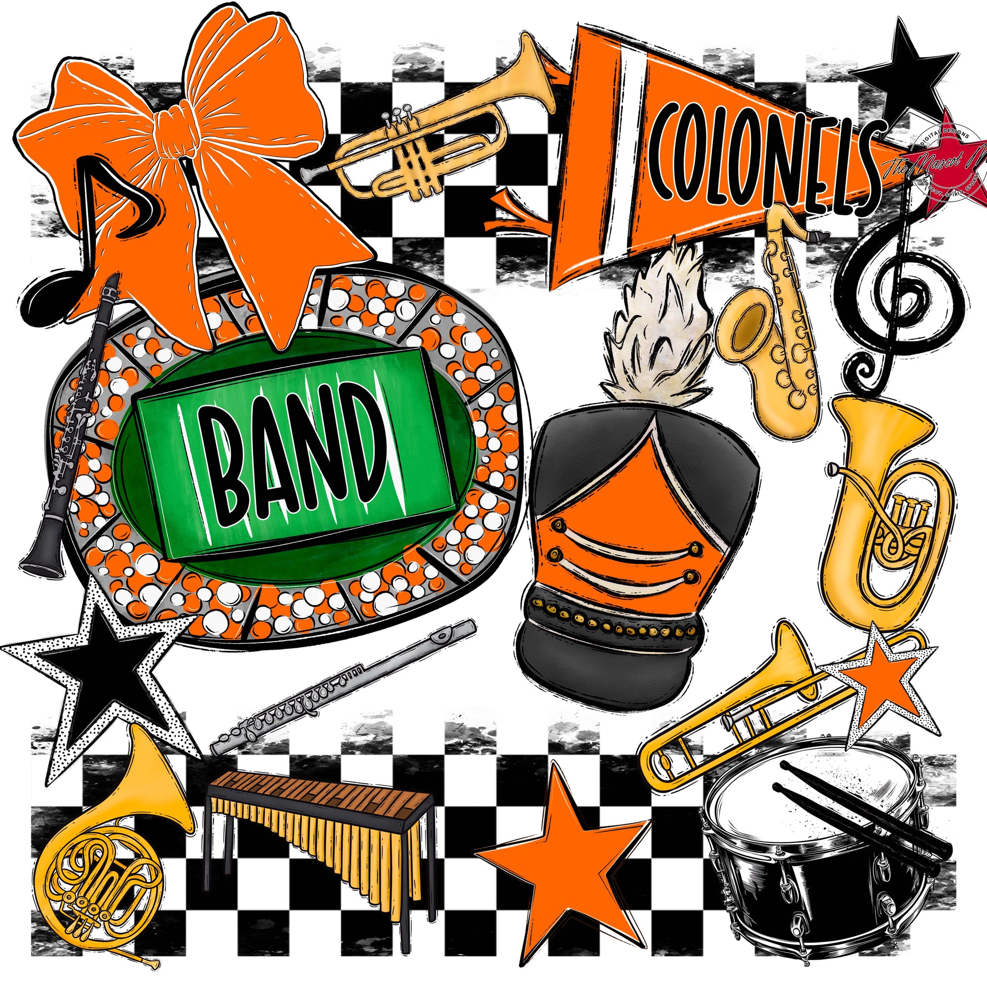 Colonels Band Checkers Design-Orange