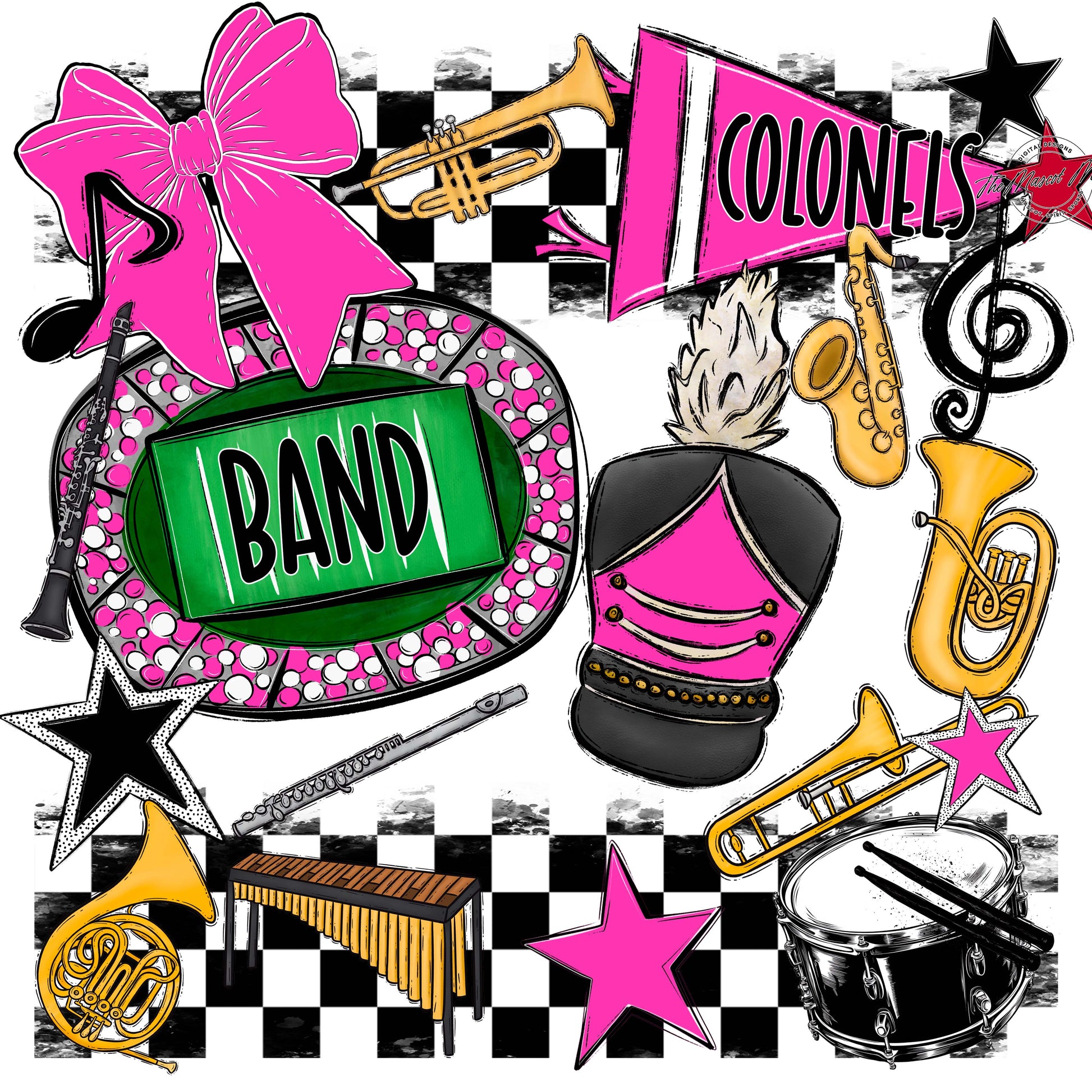 Colonels Band Checkers Design-Pink