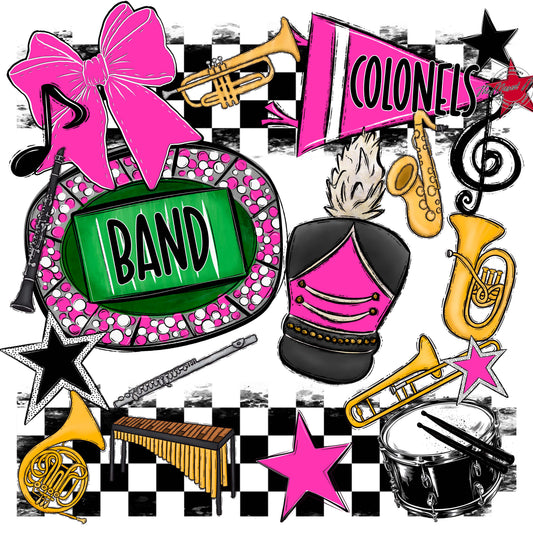 Colonels Band Checkers Design-Pink