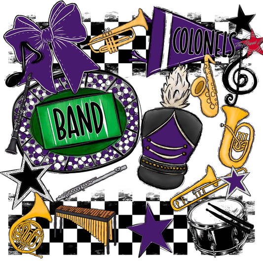 Colonels Band Checkers Design-Purple