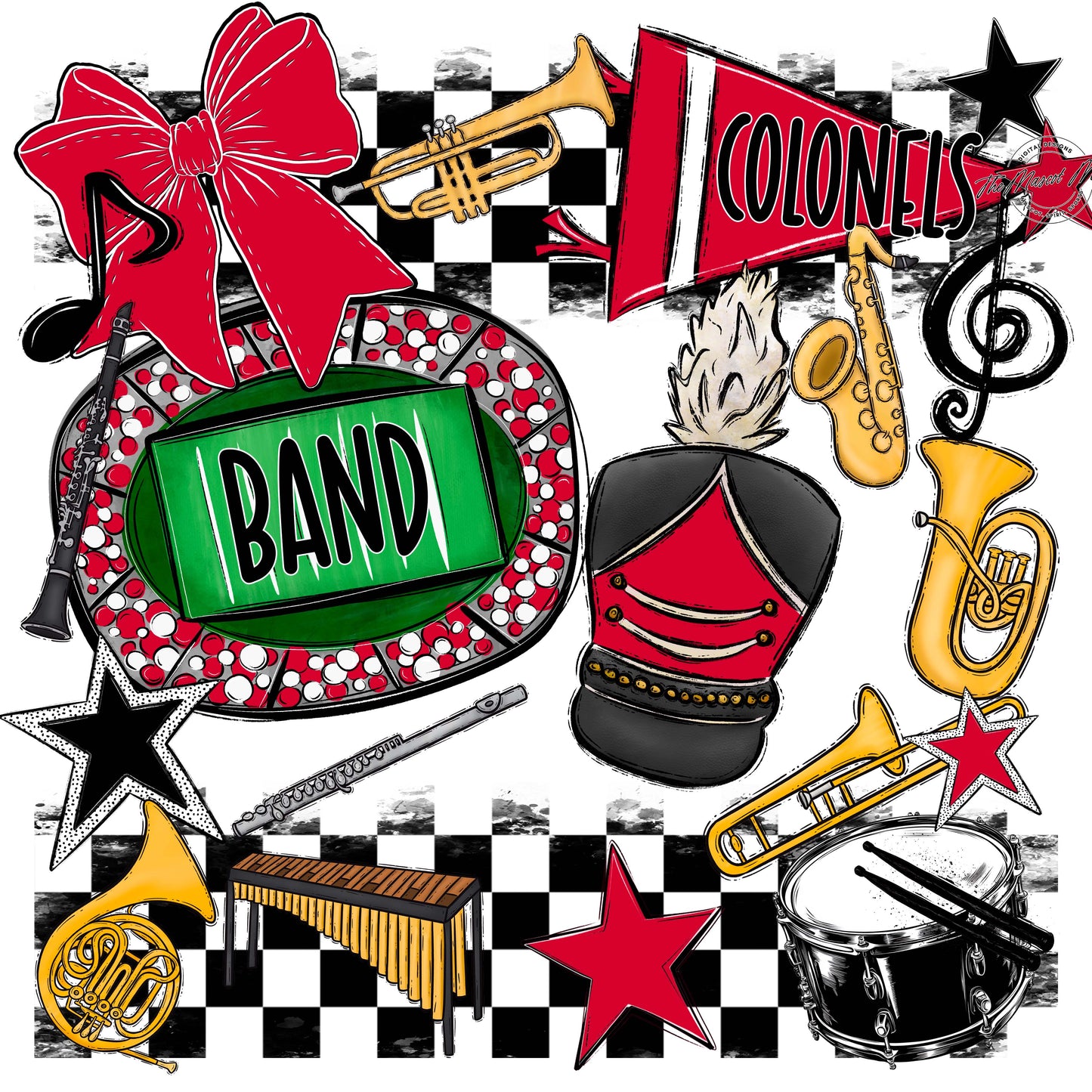 Colonels Band Checkers Design-Red