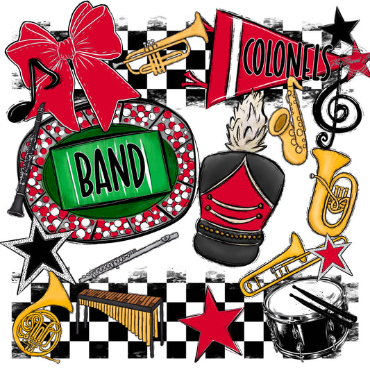 Colonels Band Checkers Design-Red