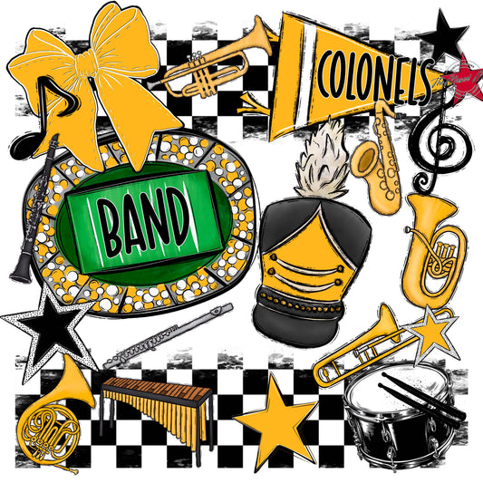 Colonels Band Checkers Design-Yellow