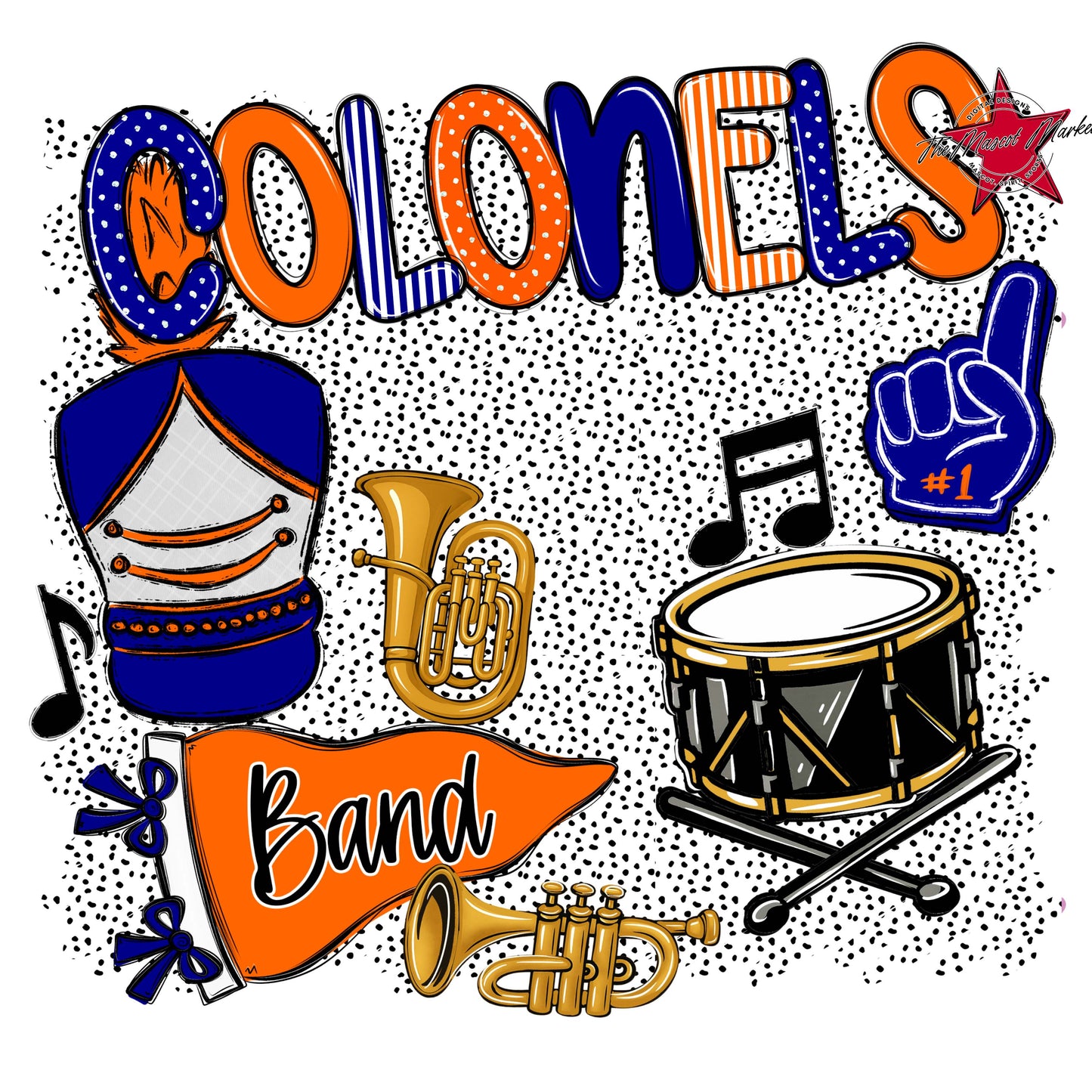 Colonels Band Spirit-Blue & Orange