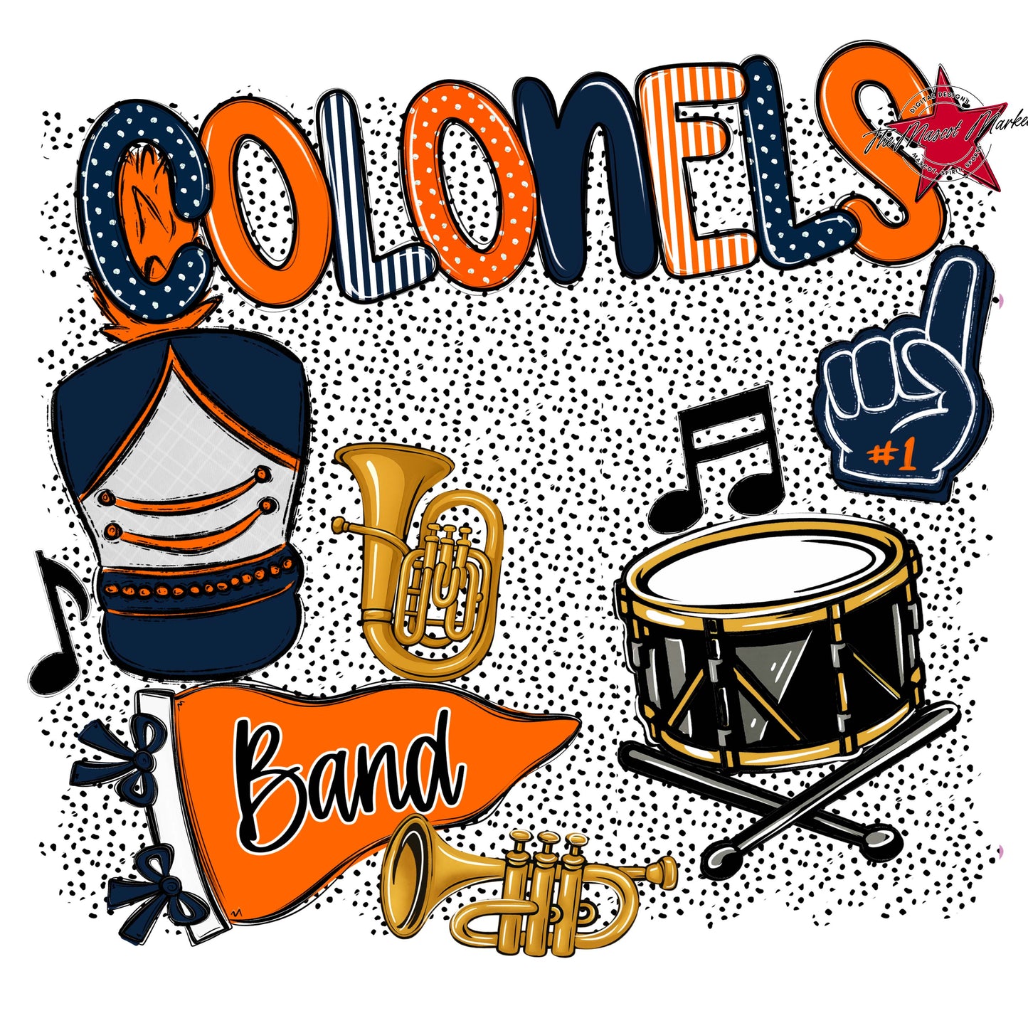 Colonels Band Spirit-Navy & Orange