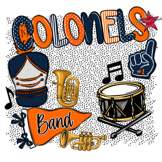 Colonels Band Spirit-Navy & Orange