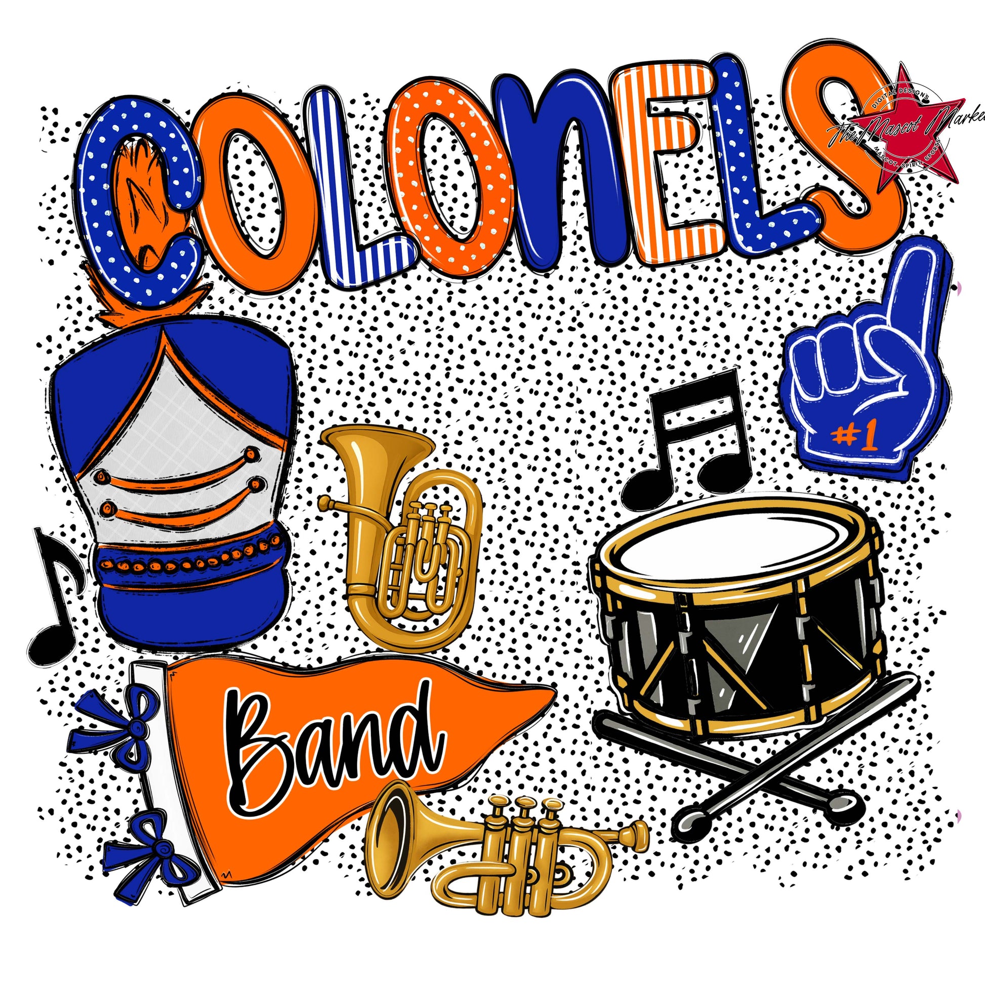 Colonels Band Spirit-Royal Blue & Orange